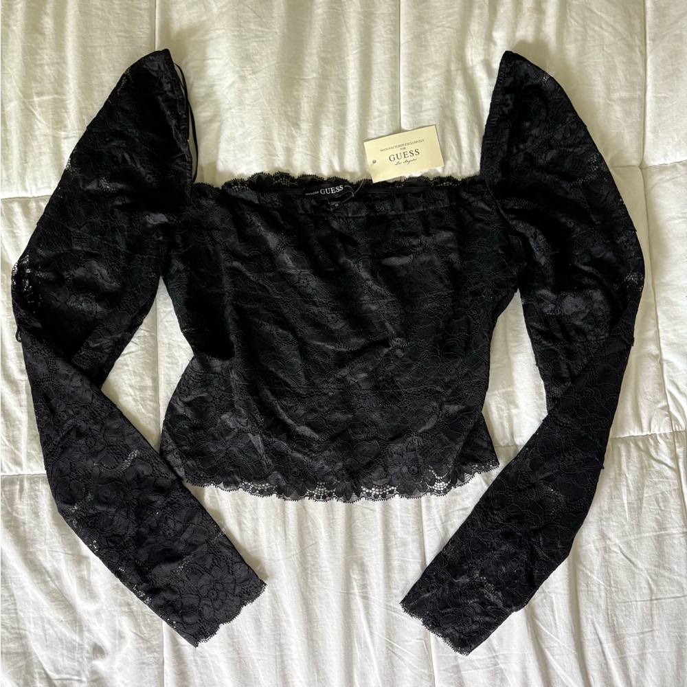 Guess Black Lace Top
